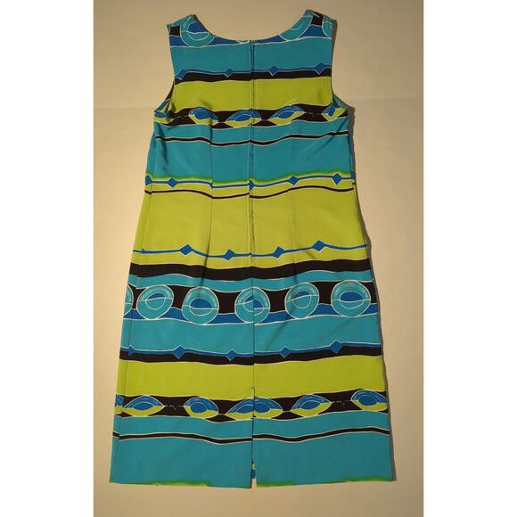 Kathie Lee Collection Sleeveless Lime Green / Aqua Blue Dress women's sz 10 VTG - Picture 3 of 4